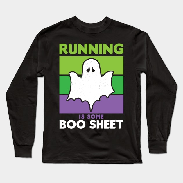 Funny Halloween Running is Boo Sheet Ghost Retro Long Sleeve T-Shirt by PodDesignShop